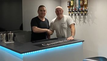 Completed bar and one happy chappy